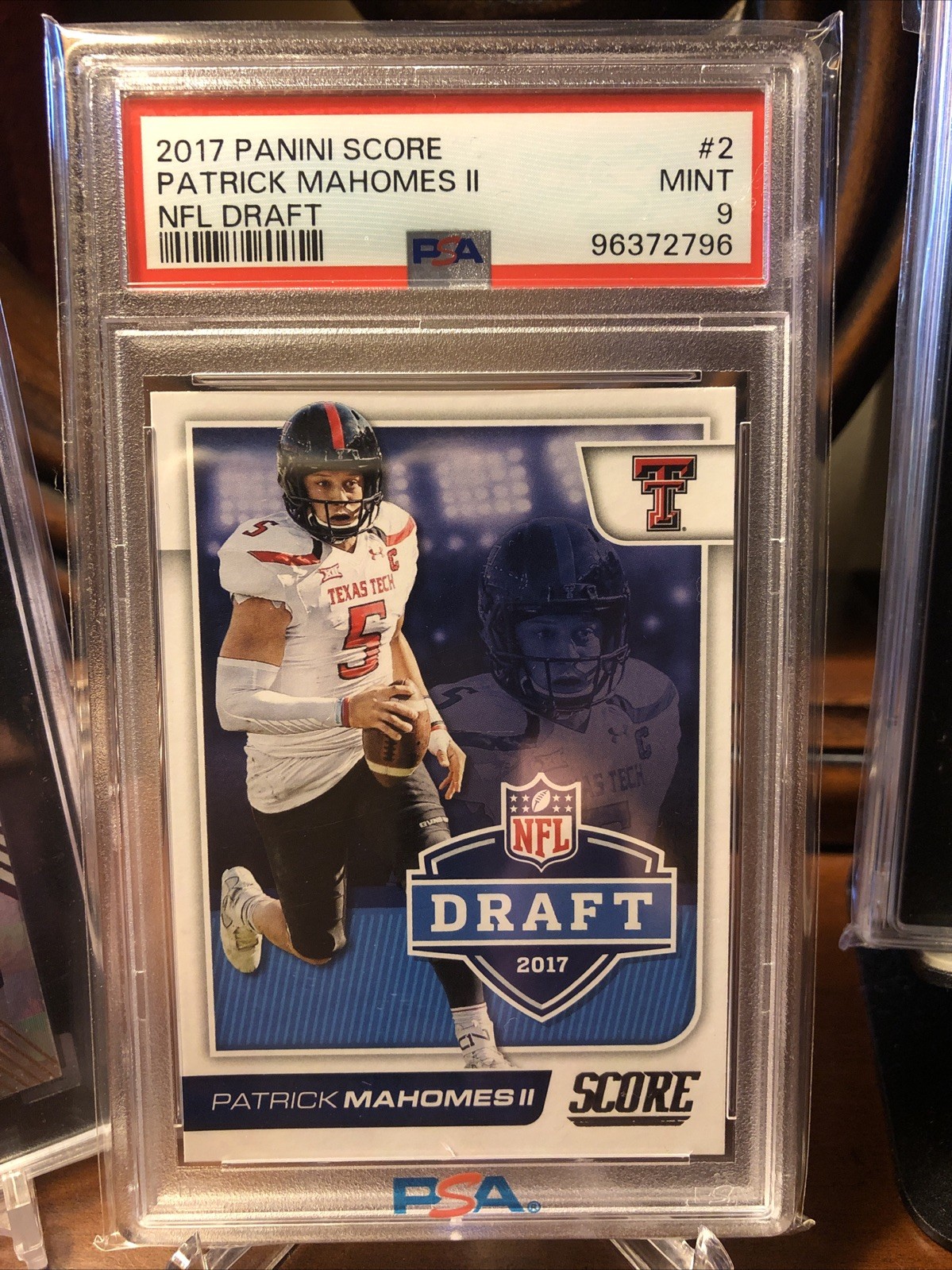 Patrick Mahomes II 2017 Score NFL Draft PSA 9 #2 Rookie RC Kansas City Chiefs view 2