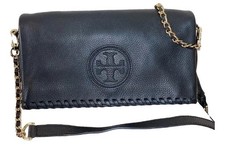 TORY BURCH BLACK LEATHER CROSSBODY FOLDED CLUTCH BAG