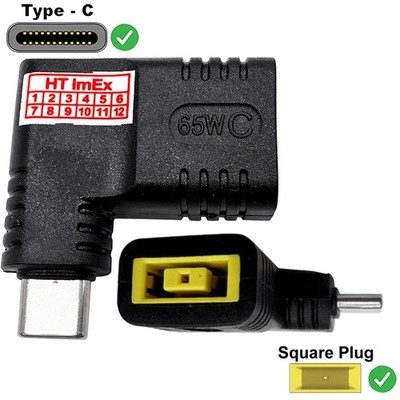 65W für Lenovo Square Charger zu USB C Typ C Netzteil Konverter Ellbogen