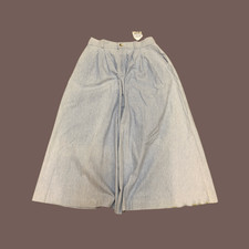Vintage Orvis Midi Skirt Chambray Light Blue Cotton Size M 80s USA