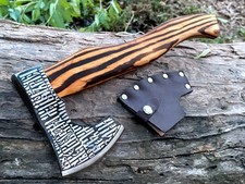 Custom Handmade Viking VALHALLA Throwing Axe Carbon Steel Hatchet With Sheath