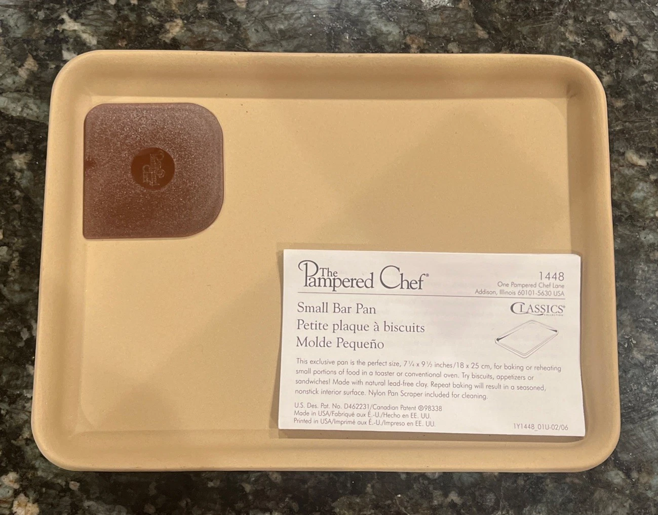 Pampered Chef Small Bar Pan #1448 Stoneware - Unused - No Box