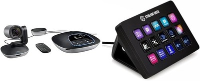 Logitech Group HD 1080p Videokonferenzkamera mit Elgato Stream Deck MK.2