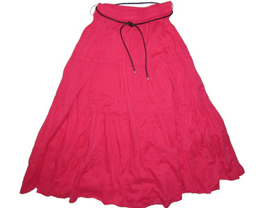 WHITE STAG Womens size 16W Cotton Elastic Waist Tiered Maxi Skirt Boho Fuchsia