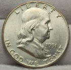 1951 D Franklin Half Dollar, 90% Silver -  Nice AU+ Silver Coin , F-5130