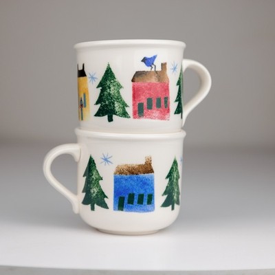 Vintage Nikko WINTER WONDERLAND Cozy Cottage 90's Y2K Japan Mores 1998 Set of 2