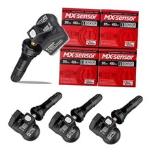 TPMS Sensors Set of 4, Rubber Stem Tire Pressure Sensor, 315MHz  433MHz MX