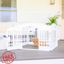 Carlson Pet Pen White 24", 4-Panel Plastic Playpen, Small Pets Whelping
