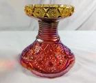 Vintage Indiana Glass Heirloom Pattern Sunset Red Carnival Punch Bowl Stand 5.2"