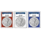 2025 $1 American Silver Eagle 3pc Set PCGS MS69 West Point Label Red White Blue