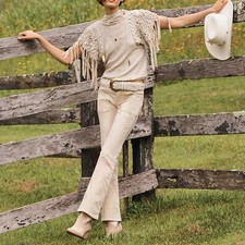 NWT Anthropologie Pilcro Cream The Icon Flare Corduroy Jeans Sz 34