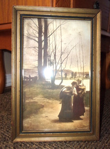 original 1920s  Hand tinted framed photo #3465  embossed braun et cie