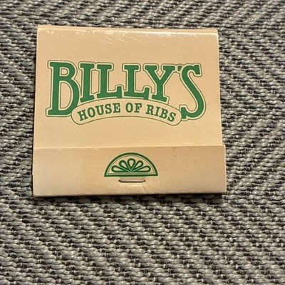 Vintage Matchbook Billy s House of Ribs Gaithersburg MD Maryland Lakeforest Mall