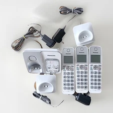 Panasonic 3 Handset White Cordless Phone With Answering Machine Bluetooth