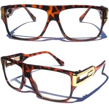 CLEAR LENS GLASSES Retro 80s Rap Star Retro DJ MC Nerd Hipster Design Frame NEW