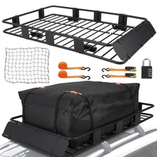 64"x39" Roof Rack Basket, 200 lbs Heavy Duty Steel Cargo Carrier with Bag & Lock