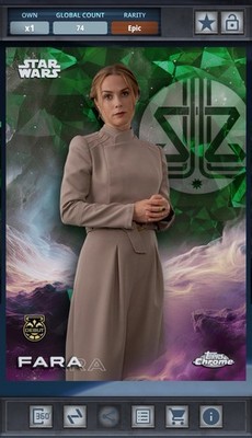 Fara - Debut Green Epic - Star Wars Card Trader Chrome Sapphire 2025