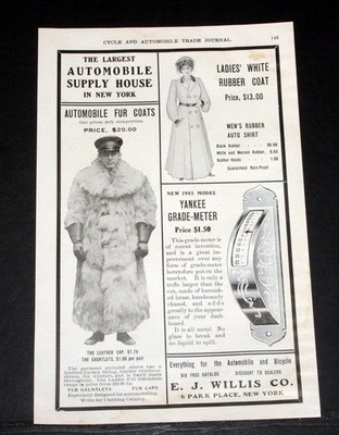 1904 OLD MAGAZINE PRINT AD, E.J. WILLIS CO, AUTOMOBILE FUR COATS, LADIES COATS!