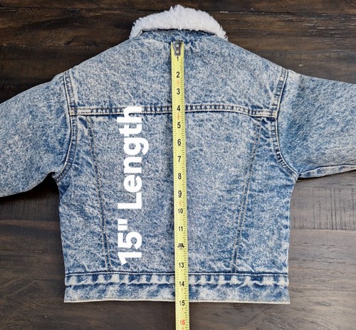 VTG Little Levis Orange Tab Kids Denim Sherpa Jacket size 5 Made USA Acid Wash - Picture 15 of 17