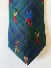 Nicklaus Men's Necktie Tie Silk Green Blue Plaid Golfers Made in USA 57"