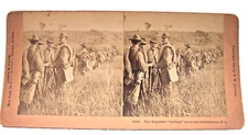 Stereoview Spanish Am War Regulars "hyking" on to the Insurrectos Philippines