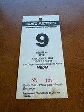 Boleto de baloncesto 1989 San Diego State Aztecs v BYU Cougars Press Pass 2/6