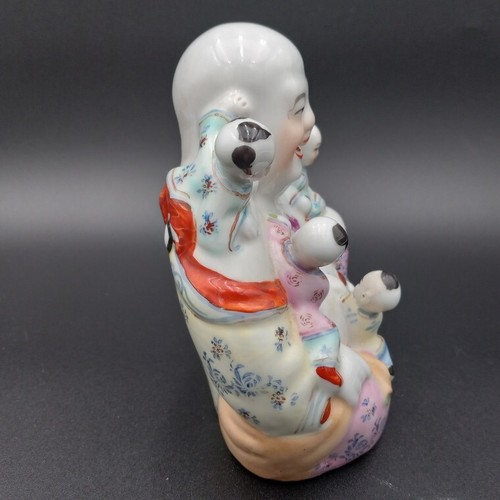 Vintage porcelain laughing Chinese Buddha 5 babies Fertility/Family lotus flower - Picture 5 of 6