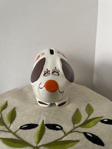 VINTAGE 1970s ARTHUR WOOD hand painted floral ceramic pig piggy bank stopper MCM - Picture 3 of 7
