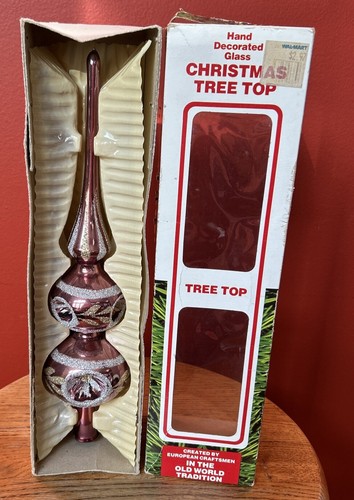 Vtg Commodore Double Triple Indent Glass Purple Christmas Tree Topper - 13" tall