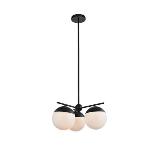 Living District Eclipse 3-Light Metal & Glass Pendant in Black and Frosted White - Picture 3 of 5