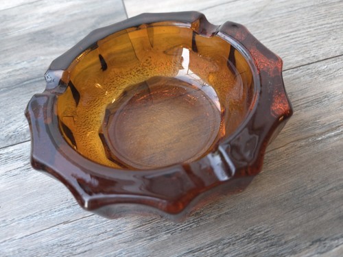 Vintage Amberina Glas Dickschliff Retro Deko Barware Aschenbecher - Bild 2 von 4