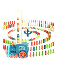 Domino Train Toy Kids Games: Automatic Dominoes Building Set Rally Morandi Blue