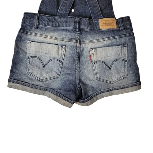 Levis overalls shorts girls size 14 jeans shortalls dark blue denim tween denim - Picture 3 of 13