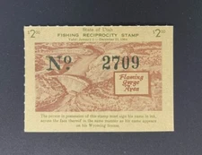 Utah State Revenue 1964 - Wooton #1 Flaming Gorge Area - $2.00 Fishing Stamp UT