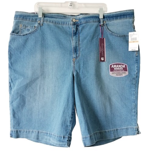 Gloria Vanderbilt Embroidered Missy 16 Denim Blue Shorts Length From Waist  16”