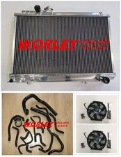 Radiator & Fans & silicone hose For 86-92 Toyota Supra Soarer MK3 7M-GTE BLACK