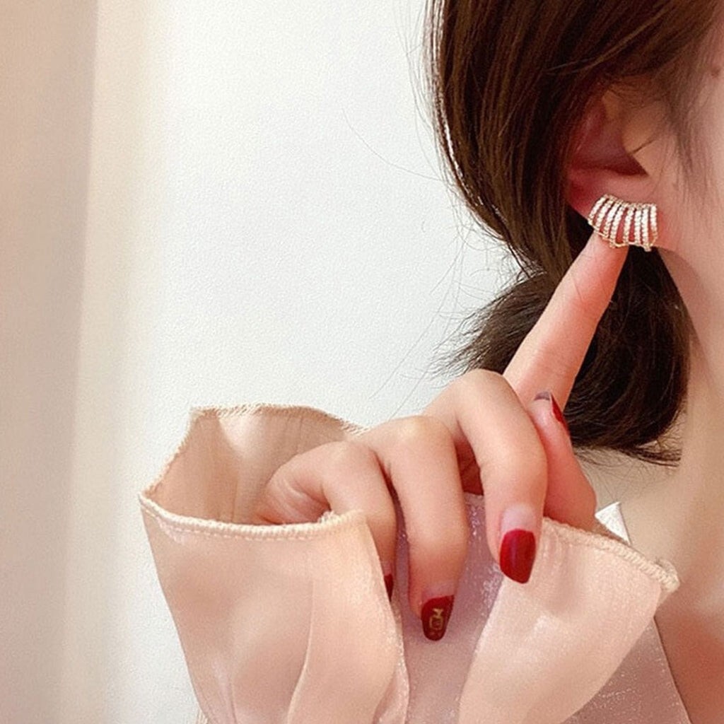 Trendy Multi Hoop Earrings with Stud Ear Cuffs for Stylish Layered Looks-image