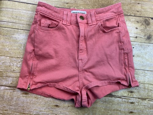 American Apparel Damen Shorts Rosa Seitenreißverschluss 24” Taille Hergestellt in den USA