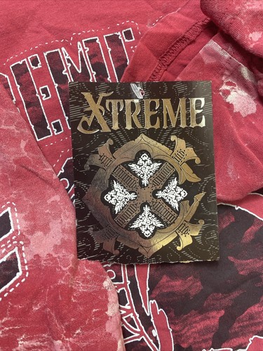 Xtreme Couture Affliction T-Shirt Men Size M Red Short Sleeve Air Raid Skull NEW - Picture 8 of 10