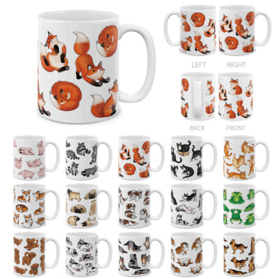 Dog Funny Playful Postures Ceramic Coffee Milk Mug Tea Cup With Handgrip, 11 Oz
