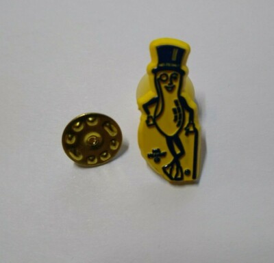 Peanut Lapel Pin Planters Peanuts Hard Plastic NOS Uncommon Yellow