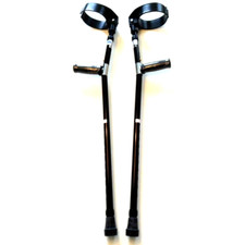 Forearm Crutches Black Size M Pair Walking Lightweight Adjustable Small Cuff