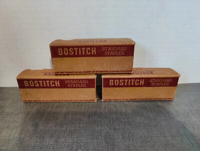 Bostitch Standard STAPLES  SBS 19 1/4'' 1950's 3 Boxes Approx. 5000 Staples /Box