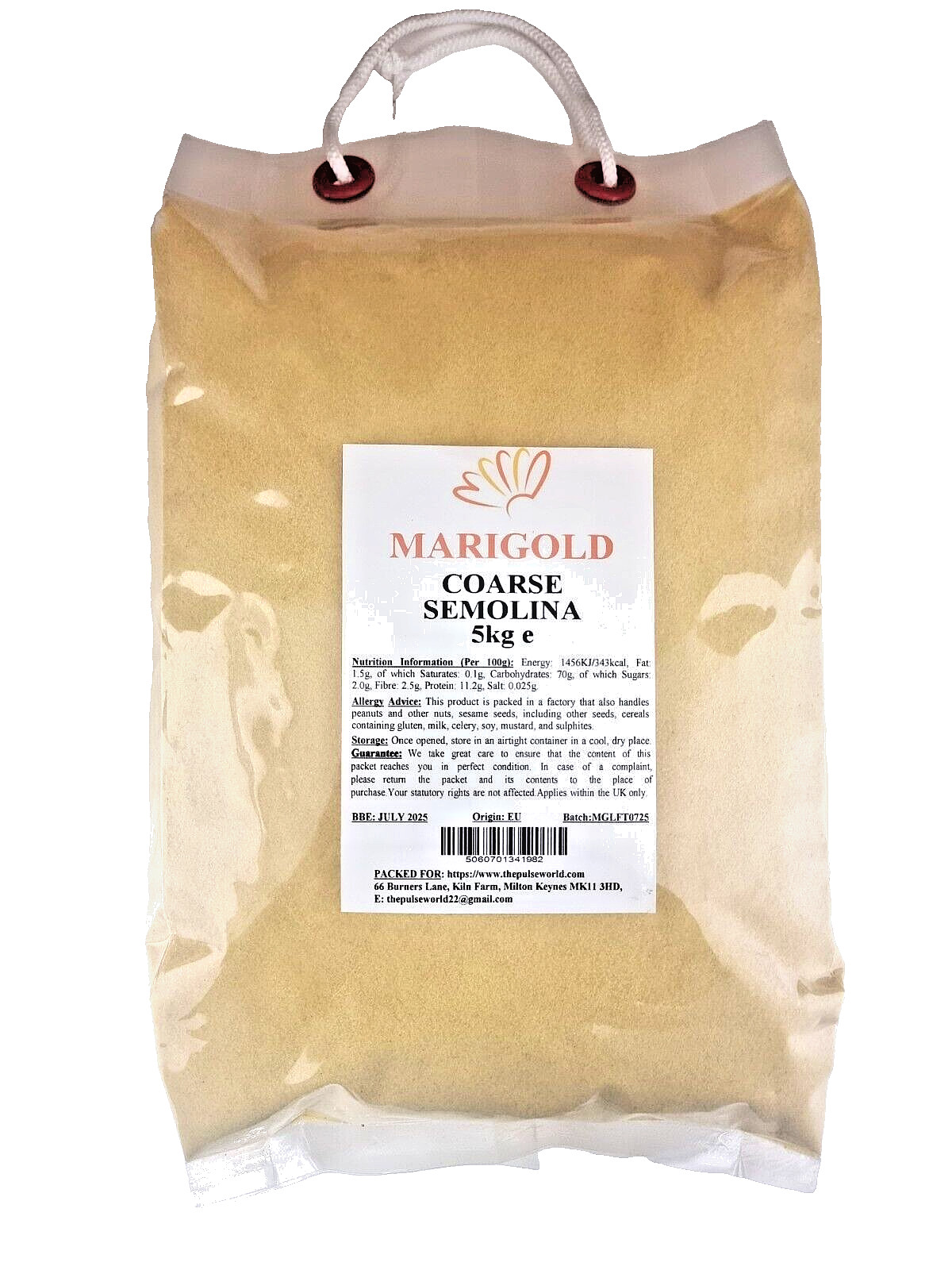 Marigold Semolina Coarse 5KG Suitable for Baking , Pizza, Suji & Desserts