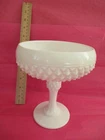 Vintage Milk Glass Round Candy Dish on Pedestal, beautiful design, pristine cond