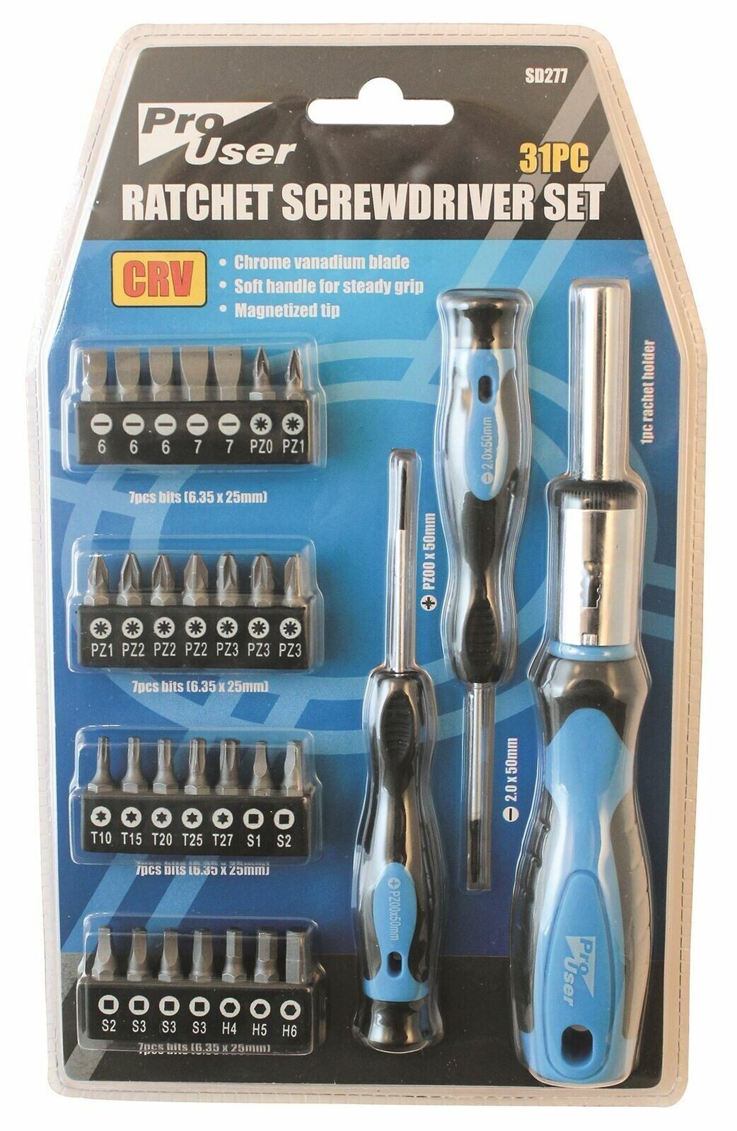 RATCHET SCREWDRIVER AND BIT SET PRO USER Chrome Vanadium 31 PIECE UK eBay