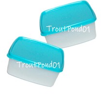 Tupperware Square Rounds 16 oz Contenitori Congelatore Set 2 Fiocchi di Neve Freeze It Aqua