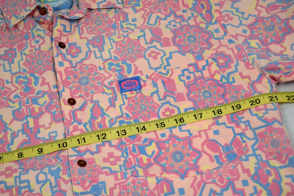 Camisa Hawaiana De Colección Talla S/M Años 80 Costa del Pacífico Carretera Rosa Psicodélico Surf Foto 2 de 4