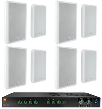 JBL CSMA240 Commercial Amplifier+(8) White Wall Speakers For Restaurant/Bar/Cafe