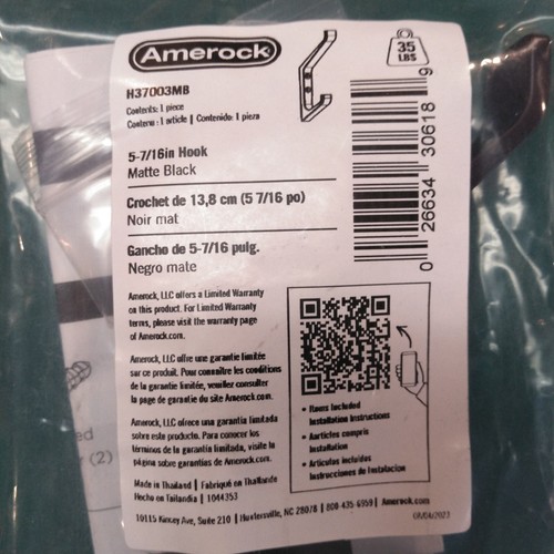 Amerock Emerge 5-7/16 pulgadas Lote de 2 ganchos de pared de doble punta negro mate H37003MB - Imagen 2 de 22